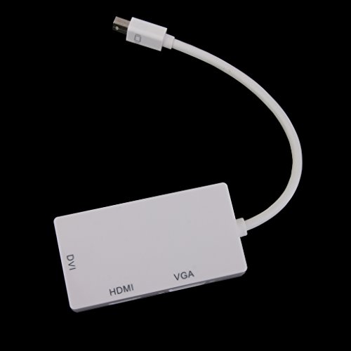 Gazechimp 3 in 1 Thunderbolt Port Mini Displayport auf HDMI DVI VGA Adapter Kabel für Apple MacBook Air, iMac, Mac Book Pro, Mac mini, Microsoft Surface Pro/ Pro 2/ Pro 3, Thinkpad / Carbon/ Touch/ Helix weiß - 2