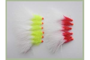 TROUTFLIES UK LURES Hothead Trout Flies, 12 Pack Red & Chartreuse Straggle Fritz, Size 10. Fishing