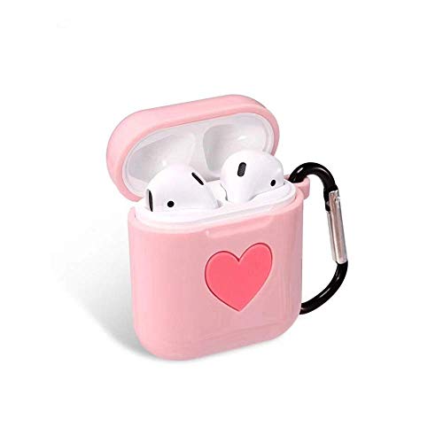 Homegogo Airpods Cover, Custodia in Silicone Morbida per Airpods, Antiurto, Coperchio di Protezione Impermeabile con Un Gancio, Rosa