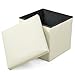 Beyondfashion 37cm x 37cm x 36cm Large Single Faux Leather Ottoman Folding Storage Pouffe Toy Box Foot Stool Seat (Beige)
