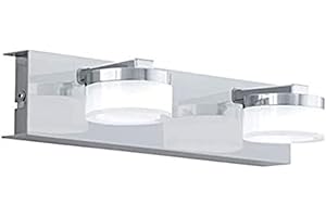 ‎EGLO EGLO LED Wandlampe Romendo 1, 2 flammige Wandleuchte Bad dimmbar, Badezimmer Lampe aus Metall in Chrom und satiniertem Kunststoff, LED Feuchtraumleuchte warmweiß, IP44
