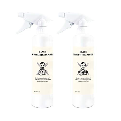 Klaus grillt Grill-Reiniger, 2 x 500 ml, Intensiv-Reiniger, Profi-Reiniger, hochwirksames Reinigungs-Mittel für Grill, Herdplatten, Öfen und Dunstabzugshauben