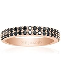 Sif jakobs joyería damenring corte Due - 18 quilates oro Rose plateado negro circones