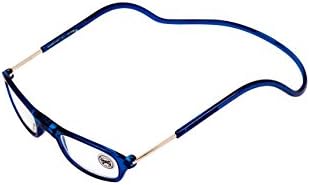 Designer Magnetic Reading Glasses with Neck Strap Book, Computer, Evening Use Reduce Eye Strain | Rimmed, Foldable, Adjustable Sides, Magnetic Front | Men, Women. (+3.5, Blue)