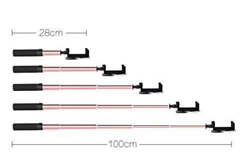 Selfie Stick [ iPhone Lightning | Mirror | Wire Control (No Bluetooth) ] ,YooGoal Extendable Compact Handheld Monopod with Mirror for HD Rear Camera Shooting and Built-in Remote Shutter for iPhone X 8 8Plus 7 7Plus 6 6S Plus 5 5S (Rose Gold)