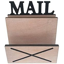 Rebecca Mobili Porte-Courrier, Organisateur Lettres Cles, Range-Documents Mural Bois Clair Noir, Style scandinave, avec 2 Compartiments, Maison – Dimensions: 16 x 18 x 8,5 cm (HxLxL) - Art. RE6284