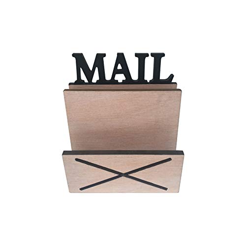 Rebecca Mobili Porte-Courrier, Organisateur Lettres Cles, Range-Documents Mural Bois Clair Noir, Style scandinave, avec 2 Compartiments, Maison – Dimensions: 16 x 18 x 8,5 cm (HxLxL) - Art. RE6284
