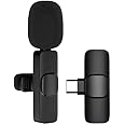 Wireless Lavalier Microphone Type C for Laptop, Mobile, Android, PC, Tablet, Audio Recording, Omnidirectional, Plug and Play, for Interview Vlog Podcast TikTok Social Media(Type-C 1V1,Black)