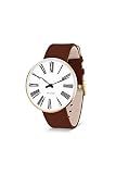 Arne Jacobsen 1942 Römische Uhr in Gold mit braunem Lederband