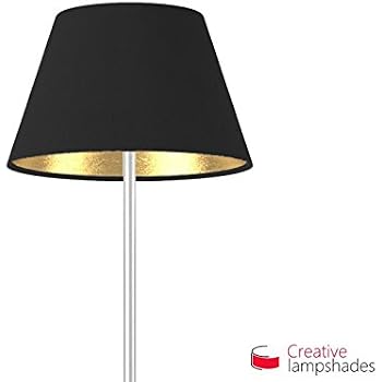 40 Cm Tambour Abat-Jour, Fait À La Main, Tissu Noir Doublure Dorée 40 Cm Tambour Abat-Jour, Fait À La Main, Tissu Noir Doublure Dorée
