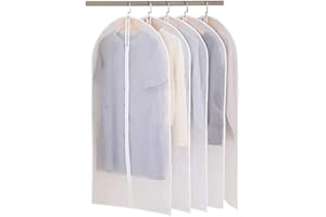 Fundas de Ropa, Taozoey 5pcs Lavables y Plegables Fundas de Trajes, Antipolvo, Impermeables y Con Humedad, con Cremallera, Transparentes, para Camisas, Disfraces, Abrigos, 60 x 120 cm