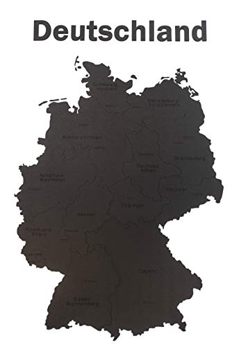 MiMi Innovations Decoración de Pared de Mapa del País de Madera Deutschland 102x66 cm/40.2x26 Pulgadas | Negro