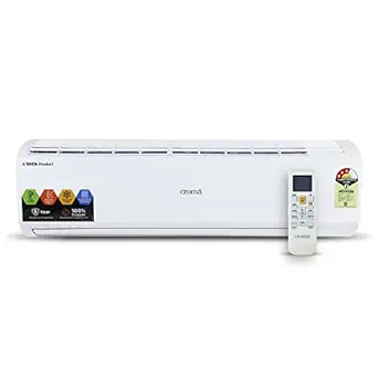 Croma 1.5 Ton 3 Star Split AC (Copper, Blue Fins, PM 2.5 Filter with activated carbon, R-32 Green Refrigerant, 2022 Model, 5 Years Compressor Warranty, CRLASA0183T0232, White) with Free standard Installation
