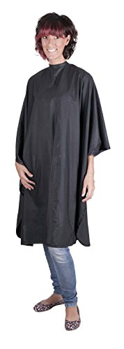 Professional BLACK Deluxe Hairdressing Gown - Heavy Duty, Water-Repellent, Adjustable Neck