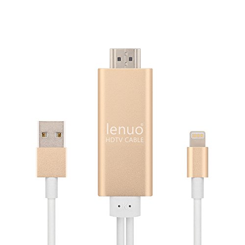 Lenuo 8 pin 2M Kabel für iPhone 6 6S 5S 5 HDMI HDTV AV Adapter auf HDMI 1080p Stecker 6,56ft Apple Lighting cable zum HDMI (golden)