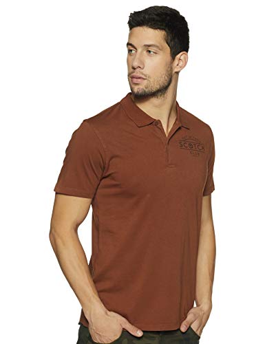 Scotch & Soda Classic Logo Jersey Polo Rosso (Rum Run 0986), Medium Uomo
