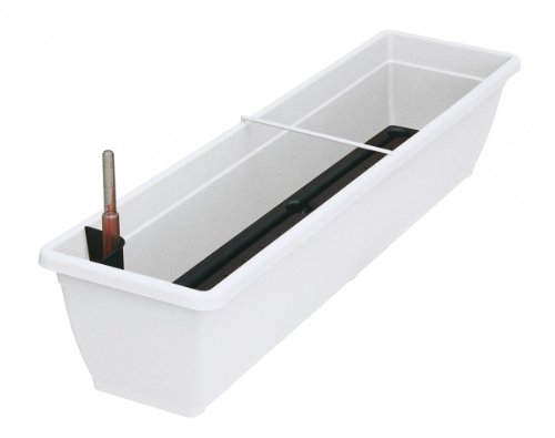 Blumenkasten AQUA TOSCANA aus Kunststoff incl. Bewässerung und Wasserstandanzeiger, Farbe:weiß;Länge:100 cm