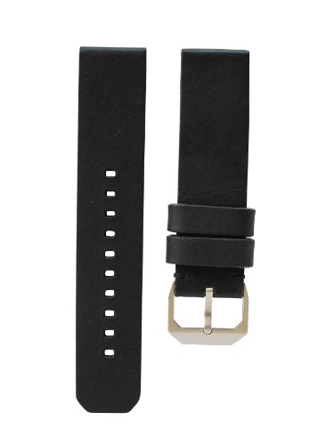 slow - Black Vintage Leather Strap, Silver Buckle slow - Black Vintage Leather Strap, Silver Buckle