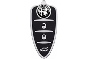 TEKLIGHT Tappetino Pulsanti in Silicone di Ricambio CON O SENZA LOGO VARI COLORI compatibile per Chiave Alfa Romeo Mito Giulietta Brera 159 Telecomando a 3 Pulsanti BIANCO/NERO + LOGO NERO