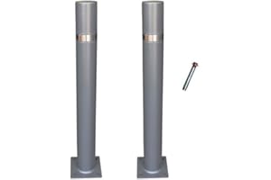 PAL DISTRIBUIDORA DE PRODUCTOS Y MATERIALES PAL | Pilona fija con placa inferior modelo Barceco. Bolardo de hierro con parte superior en acero inoxidablede 90x800 mm para atornillar a suelo (2- Bolardos + Tornillería)