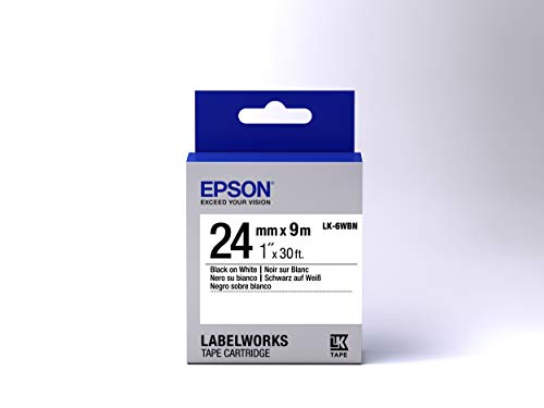 Epson Cinta est  ndar - LK-6WBN est  ndar negra blanca 24 9 cinta para impresora de etiquetas - Cintas para impresoras de etiquetas  Negro sobre blanco  LabelWorks LW-1000P LabelWorks LW-600P LabelWorks LW-700 LabelWorks LW-900P  Ampolla  2 4 cm  9 m 
