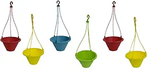 TRUPHE Plastic Hanging Pot, Red, 6 Pieces