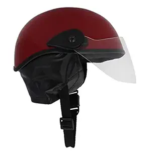 Western Era Unisex Half Helmet for Men & Women | Clear Visor | Comfort & Safety | Enhanced Design | Color - Red Glossy (Large)