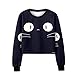 Produktbild ABsoar Sweatshirt Damen Cartoon Katze Shirt Langarm Druck Pullover Pulli Langarmshirt Blusen Lässiges Pulli Oberteile Jumper Streewear