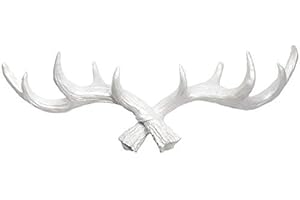 Hansmeier® Geweih Wandgarderobe | Weiß | Für Außen, Innen, Balkon & Garten | 49 cm | Hirsch Deko | Stilvolles Möbel-Accessoires | Hohe Tragkraft