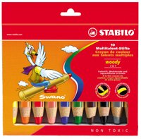 Preisvergleich Produktbild Schwan STABILO Woody 3 in 1 Chunky Wachsmalstifte - 10 Stück