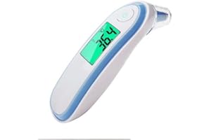 IFNI Termometro frontale e auricolare tam termometro frontale a infrarossi medico senza contatto per adulti bambino bambino display LCD modalità con indicatori colorati Opzione sonora e 32 memorie.