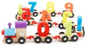 shy shy Wooden Train Set for Kids and Toddlers Alphabet and Number Train (Multicolour, 0 to 9 Big)