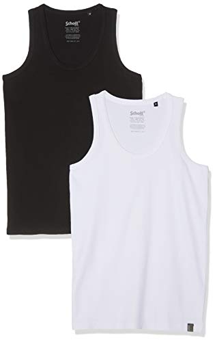 Schott (Brand National) Deb03 Tank Top, (White/Black Blno), Large para Hombre