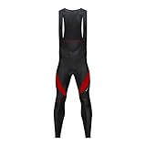 MTSBW Bib Cycling Pants Mountain Bike Strap Trousers Warm Riding,Red,L