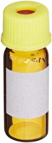 Sun Sri 200 416 Amber Glass Screw Thread Convenience Vial Kit, Closure Black Polypropylene, Septum Yellow PTFE/Silicone/PTFE, 2mL Capacity (Pack of 100)