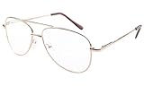 Eyekepper Aviator Style Metal Frame Spring Hinges Eyeglasses Gold