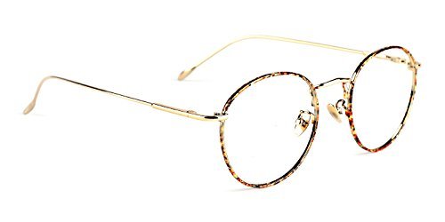 TIJN Retro Runde Optikgläser Metall Brillen Rahmen Brillenfassung Nicht Verschreibungspflichtige Linse für Damen-Herren-Mädchen