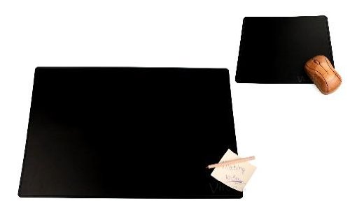Schreibtischunterlagen Set 60x40cm schwarz aus recyceltem Leder