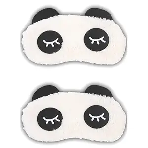 Poplins 2 Pack Combo Cute Panda Eye Blind Sleeping Eye Mask Slip Night Sleep Eye White and Black Super Soft & Smooth Travel Masks for Men Women Girls Boys Kids (Panda) (Eye Lashes)