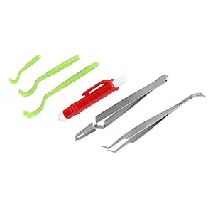 Tick Remover, Tick Tweezers, Professional 6pcs Pet Cat for Dog Puppy(Green flea Clip red flea Pen)