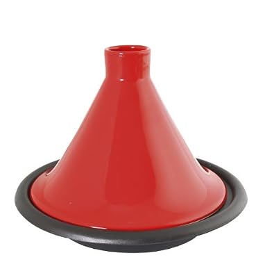 Crealys 509833 Tajine Fonte Acier Noir Couvercle Grès Rouge Fourmet Rubis 4,7 kg