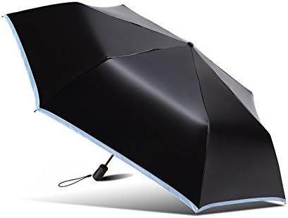 Migobi Auto Open Close Folding Compact Travel Little Black Umbrella Anti UV Parasol, 41 inch, Blue