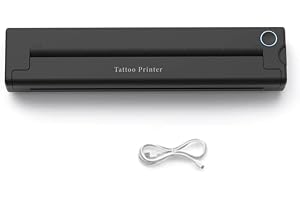 Feriany Bärbar A4-skrivare, trådlös, termisk, med Bluetooth, för tatueringar, termisk skrivare, fotoskrivare A4 papper
