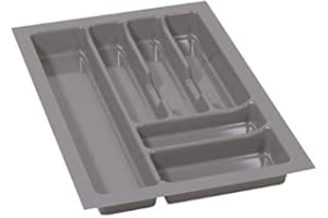 ALUSFERA Portaposate per Cassetti 40 cm – Organizzatore per Cassetti con Scomparti Regolabili – Vassoio Portaposate per Cucina – Regolabile e Facile da Pulire 330x490mm Argento