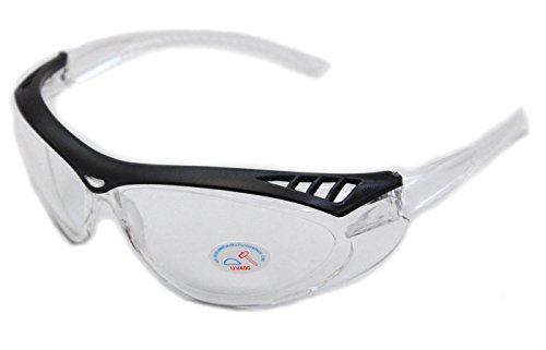 Sportliche Schutzbrille Plastikbrille Radbrille Arbeitsschutz ANSI Z87.1 CE-Norm -SCHWARZ/KLAR-