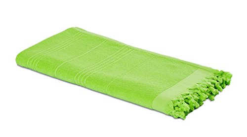 Strandtuch 2in1 – apfelgrün fresh - 100% BW – 190x90cm – Hamamtuch & Handtuch in einem - Saunatuch - Handtuch Backpacker – Badetuch - Sporttuch - Fouta - Original von Carenesse