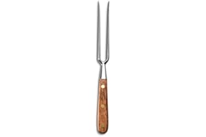 AUSONIA - FOURCHETTE VIANDE BARBECUE FORGÉE DE 16 CM FOURCHETTE A GRILL EN ACIER INOX AISI 420 ET MANCHE EN BOIS