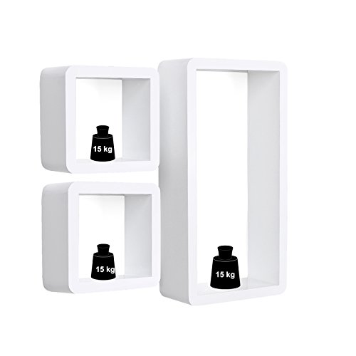 Songmics 3er Set Wandregal BücherRegal Regal CD-regal Weiß LWS102 - 3