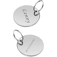 Große Rund Personalisiert Haustier ID Tag Hund Tag Hundemarke Anhaenger Edelstahl,Silber
