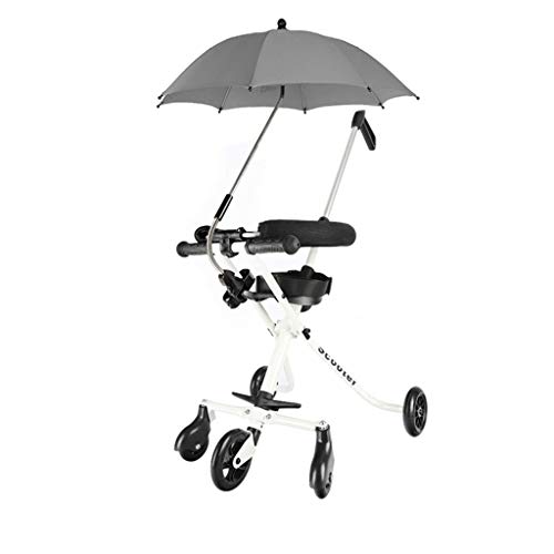 MINISU Infant Baby Children's Three-Wheeled Trolley Aluminum Alloy Simple Lightweight Folding Travel (Color : A)